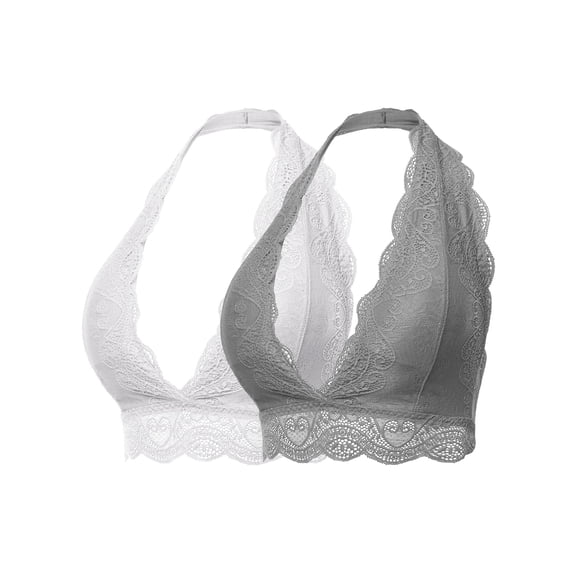FashionOutfit Women's Solid Lace Cami Halter Neck Bralette