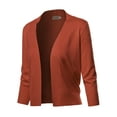 thumbnail image 1 of FashionOutfit Women's Solid Open Front Soft Stretch 3/4 Sleeve Layer Short Cardigan, 1 of 1