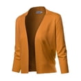 thumbnail image 1 of FashionOutfit Women's Solid Open Front Soft Stretch 3/4 Sleeve Layer Short Cardigan, 1 of 1