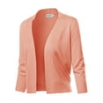 thumbnail image 1 of FashionOutfit Women's Solid Open Front Soft Stretch 3/4 Sleeve Layer Short Cardigan, 1 of 3