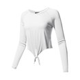 thumbnail image 1 of FashionOutfit Women's Solid Raglan Long Sleeves Tie Front Crop Top, 1 of 1