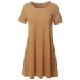 thumbnail image 1 of FashionOutfit Women's Solid Round Neck Short Sleeves Dress with Side Pocket, 1 of 5