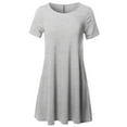 thumbnail image 1 of FashionOutfit Women's Solid Round Neck Short Sleeves Dress with Side Pocket, 1 of 5