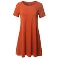 thumbnail image 1 of FashionOutfit Women's Solid Round Neck Short Sleeves Dress with Side Pocket, 1 of 5