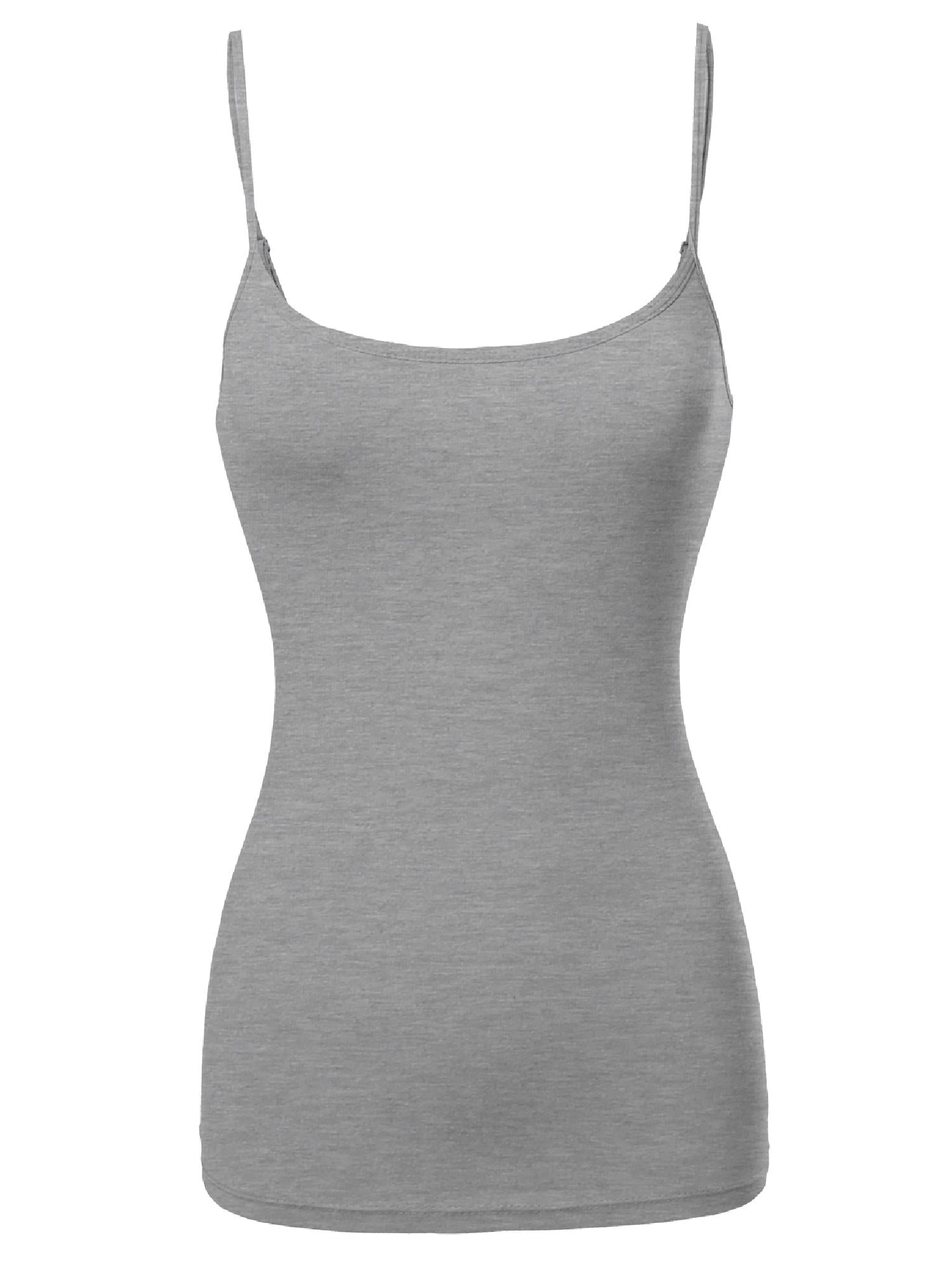 Sofra Women's Tank Top Cotton Ribbed 2 Pack Deal(H Grey/H Grey-L