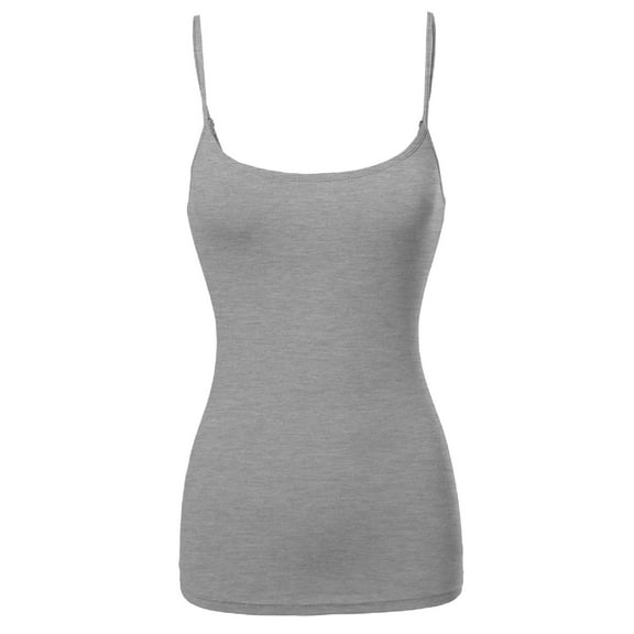 FashionOutfit Women's Solid Scoop Neck Spaghetti Strap Cami W/ Shelf Bra