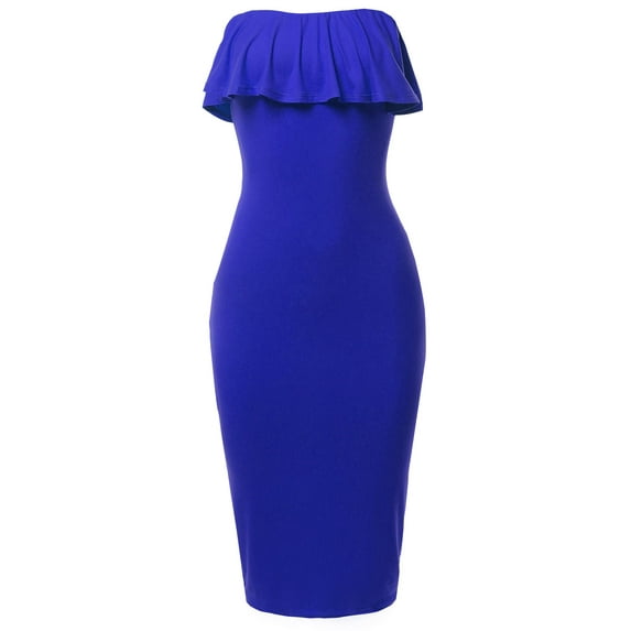 FashionOutfit Women's Solid Sexy Ruffled Midi Dress