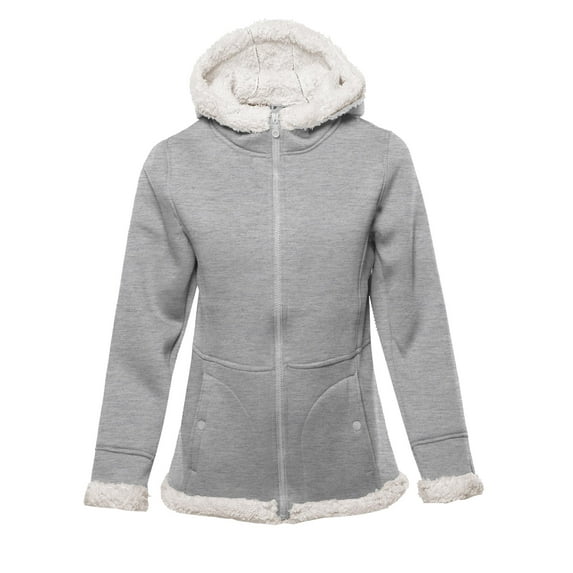 FashionOutfit Women's Solid Sherpa Bonded Fleece Hooded Jacket