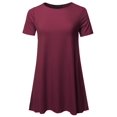 thumbnail image 1 of FashionOutfit Women's Solid Short Sleeve Round Neck Side Pockets Loose Top, 1 of 1