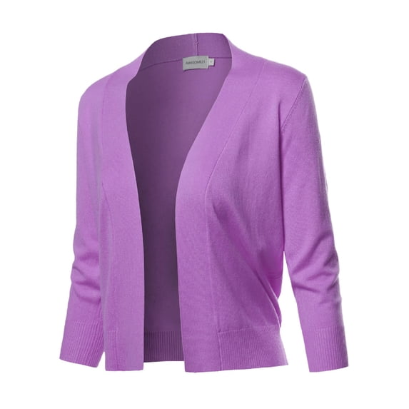 FashionOutfit Women's Solid Soft Stretch 3/4 Sleeve Layer Bolero Cardigan