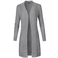 thumbnail image 1 of FashionOutfit Women's Solid Soft Stretch Long-line Long Sleeve Open Front Knit Cardigan, 1 of 1