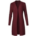 thumbnail image 1 of FashionOutfit Women's Solid Soft Stretch Long-line Long Sleeve Open Front Knit Cardigan, 1 of 5