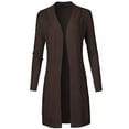 thumbnail image 1 of FashionOutfit Women's Solid Soft Stretch Long-line Long Sleeve Open Front Knit Cardigan, 1 of 5