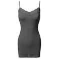 thumbnail image 1 of FashionOutfit Women's Solid Soft Stretch Spaghetti Strap Lace Trim Tank Top, 1 of 3
