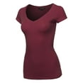 thumbnail image 1 of FashionOutfit Women's Solid V-neck Short Sleeves Everyday Top ( S-3XL ), 1 of 1