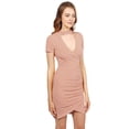 thumbnail image 1 of FashionOutfit Women's Solid Wrap Shirring Choker Neck Sexy Dress, 1 of 4