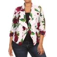 thumbnail image 1 of FashionOutfit Women's Stretch Design Printed 3/4 Shirring Sleeve Open Blazer [S-3XL], 1 of 1