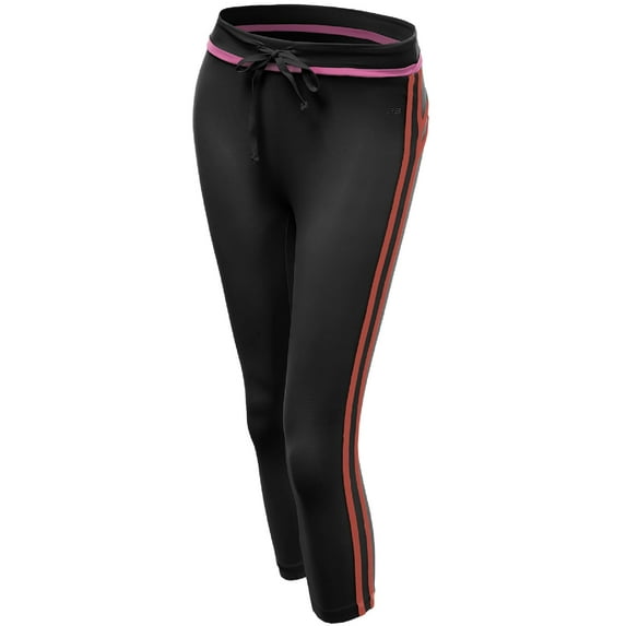 FashionOutfit Women's Stripe 3/4 Length Capri Skinny Workout Yoga Pants