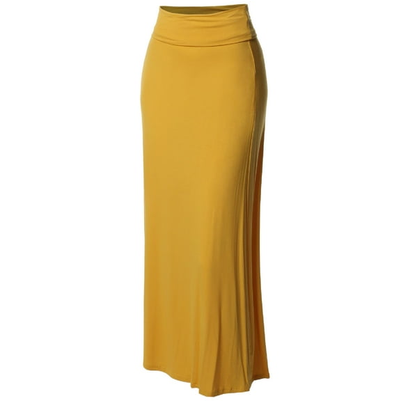 FashionOutfit Women's Stylish Fold Over Flare Long Maxi Skirt