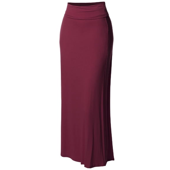 FashionOutfit Women's Stylish Fold Over Flare Long Maxi Skirt