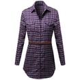 thumbnail image 1 of FashionOutfit Women's Super Cute Flannel Plaid Checkered Shirt Dress with Belt, 1 of 3