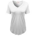 thumbnail image 1 of FashionOutfit Women's Super Soft Stretchy Jersey Solid Vneck Short Sleeve PlusSize Tops, 1 of 3