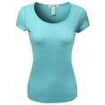 thumbnail image 1 of FashionOutfit Women's Tri Blend Melange Short Sleeve Tees, 1 of 3