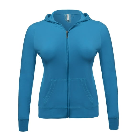 FashionOutfit Women's Zip-Up Closure Hoodie W/ Long Sleeve And Lined Drawstring Hood