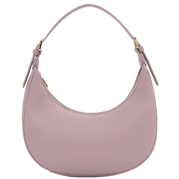 FashionPuzzle Elegant Crescent Shoulder Bag Underarm Purse (Mauve)