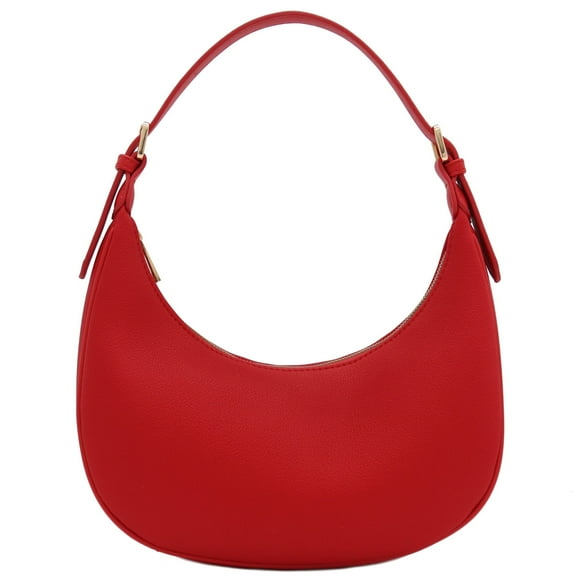 FashionPuzzle Elegant Crescent Shoulder Bag Underarm Purse (Red)