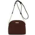 thumbnail image 1 of FashionPuzzle Faux Leather Solid Small Dome Crossbody Bag with Chain Strap (Coffee), 1 of 8