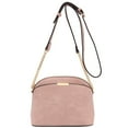 thumbnail image 1 of FashionPuzzle Faux Leather Solid Small Dome Crossbody bag with Chain Strap (Dusty Pink), 1 of 8