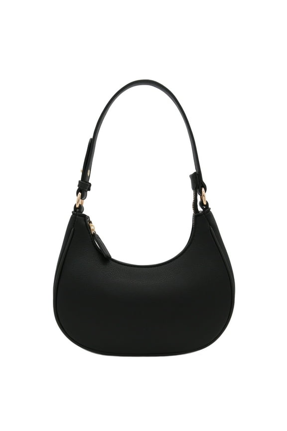 Small Crescent Shoulder Bag Underarm Purse (Black)