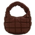 thumbnail image 1 of FashionPuzzle Small Light-weight Quilted Soft Lambskin PU Leather Puffer Crossbody Evening Bag (Brown), 1 of 8