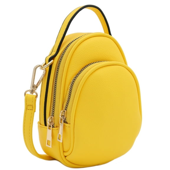 FashionPuzzle Two Compartment Phone Crossbody Mini Bag (Yellow)