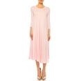 thumbnail image 1 of MOA Collection Women's A-Line Long Dress with 3/4 Sleeves and Relaxed Round Neckline, 1 of 7