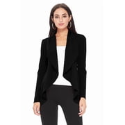 FashionStream Womens Elegant Solid Stretch Open Front Long Sleeve Blazer Jacket