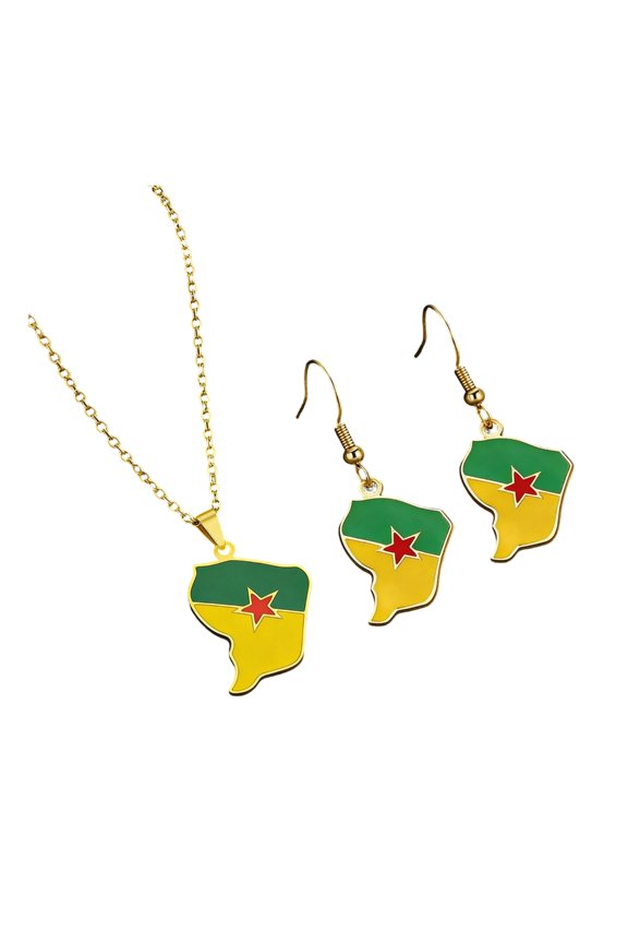 Fashionable 2 Pieces Jewelry Set Featuring Drip Oil Earrings And Matching Necklace