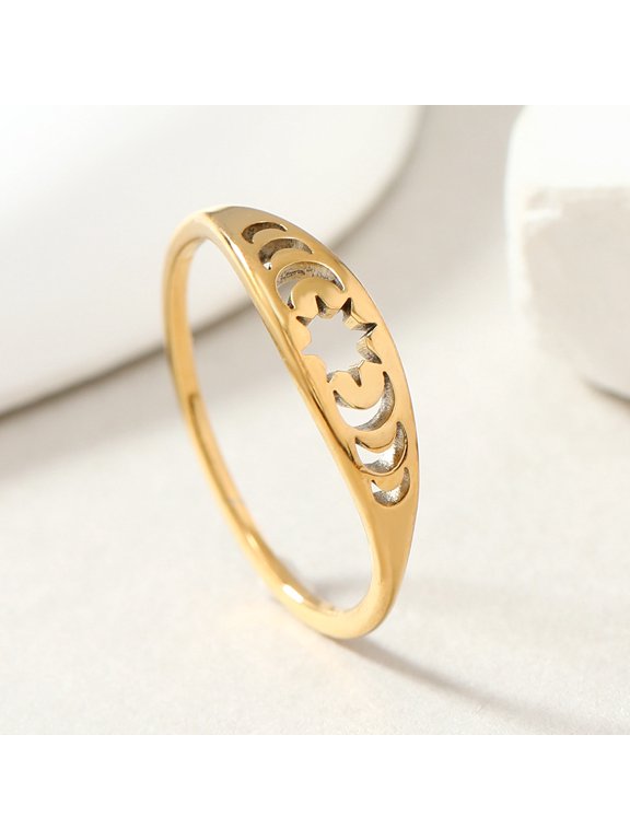 Fashionable 304 Stainless Steel Finger Rings Simple Style Hexagram Golden US Size 8(18.1mm) diy