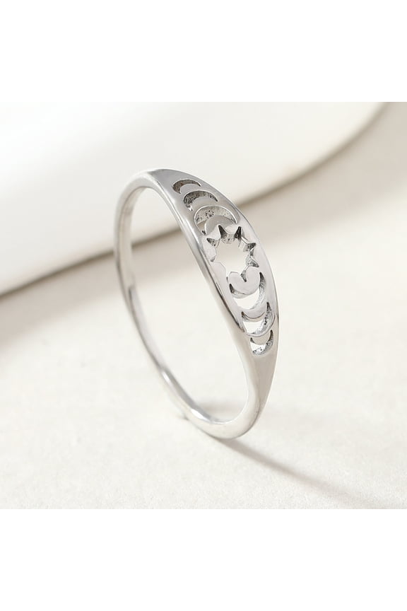 Fashionable 304 Stainless Steel Finger Rings Simple style Hexagram Stainless Steel color US Size 8(18.1mm)