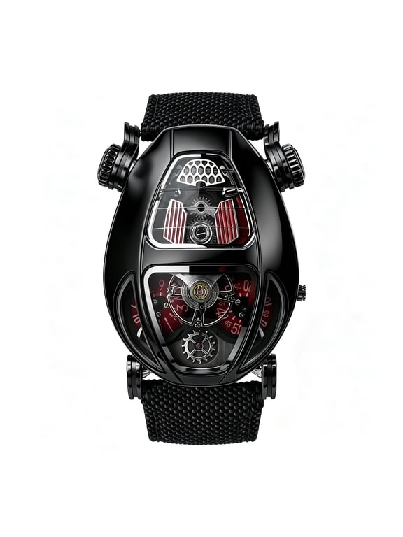 Fashionable 3D hollowed out theme men's sports automatic mechanical watch durable strap men's luxury watch, high-end watch