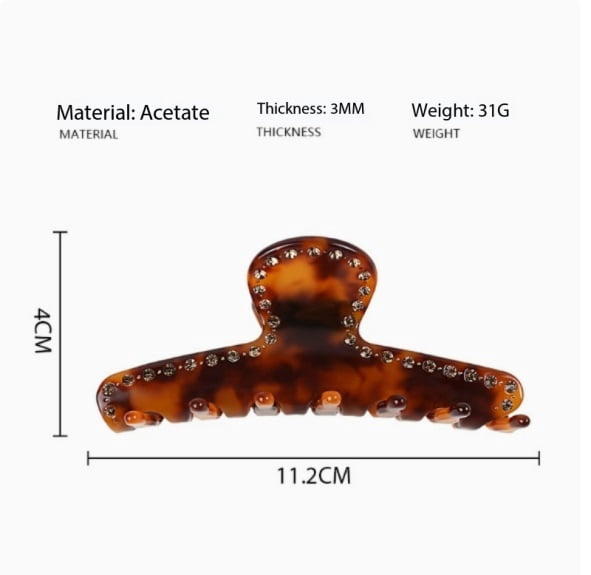 Fashionable Acetate Shark Hair Clip with Strong Grip for All Hair Types