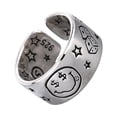 thumbnail image 1 of Fashionable Adjustable Smile Face and Star Ring Antique Style Finger Opening Ring Handmade Jewelry for Daily Wear, 1 of 12