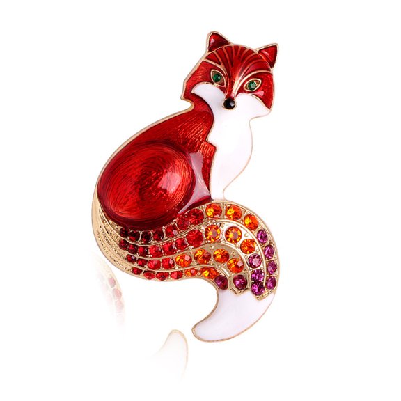 Fashionable Alloy Foxes Brooch Badge with Colorful Rhinestones for Parties Wedding Banquet Clothing Decoration