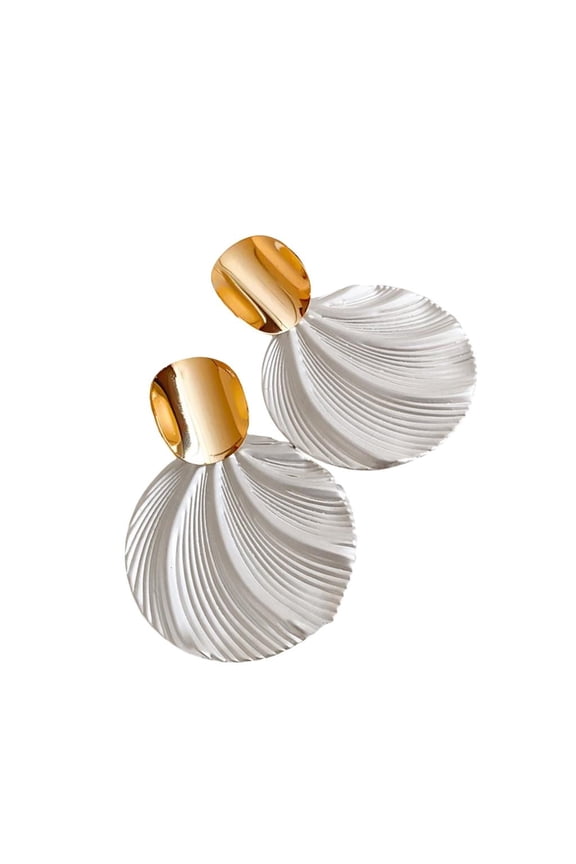 Fashionable Alloy Shell Shaped Dangle Earrings Two Tone Ear Accessories Fashion Jewelry for Everyday Wear