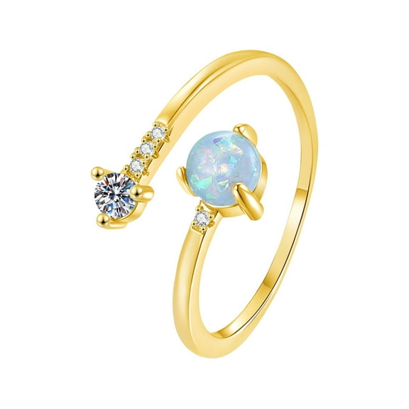 Fashionable And European And Style Micro Inlaid Opal Ring For Women Adjustable Zircon Index Finger Ring