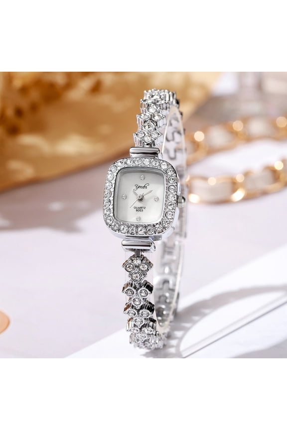 Fashionable And High-End Diamond Studded Steel Strap Bracelet Watch