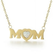 Fashionable And Ssimple Letters MOM Heart-Shaped Opal Mother's Day Gift Female Clavicle Titanium Steel Necklace
