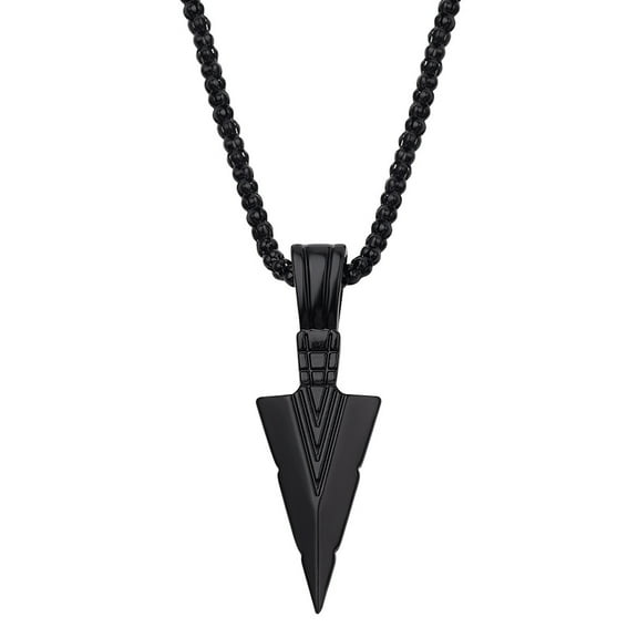 Fashionable And Stylish Retro Arrowhead Pendant Necklace for Men with a Unique Triangular Design.,Black Arrow Necklace