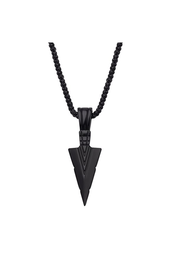 Fashionable And Stylish Retro Arrowhead Pendant Necklace for Men with a Unique Triangular Design.,Black Arrow Necklace